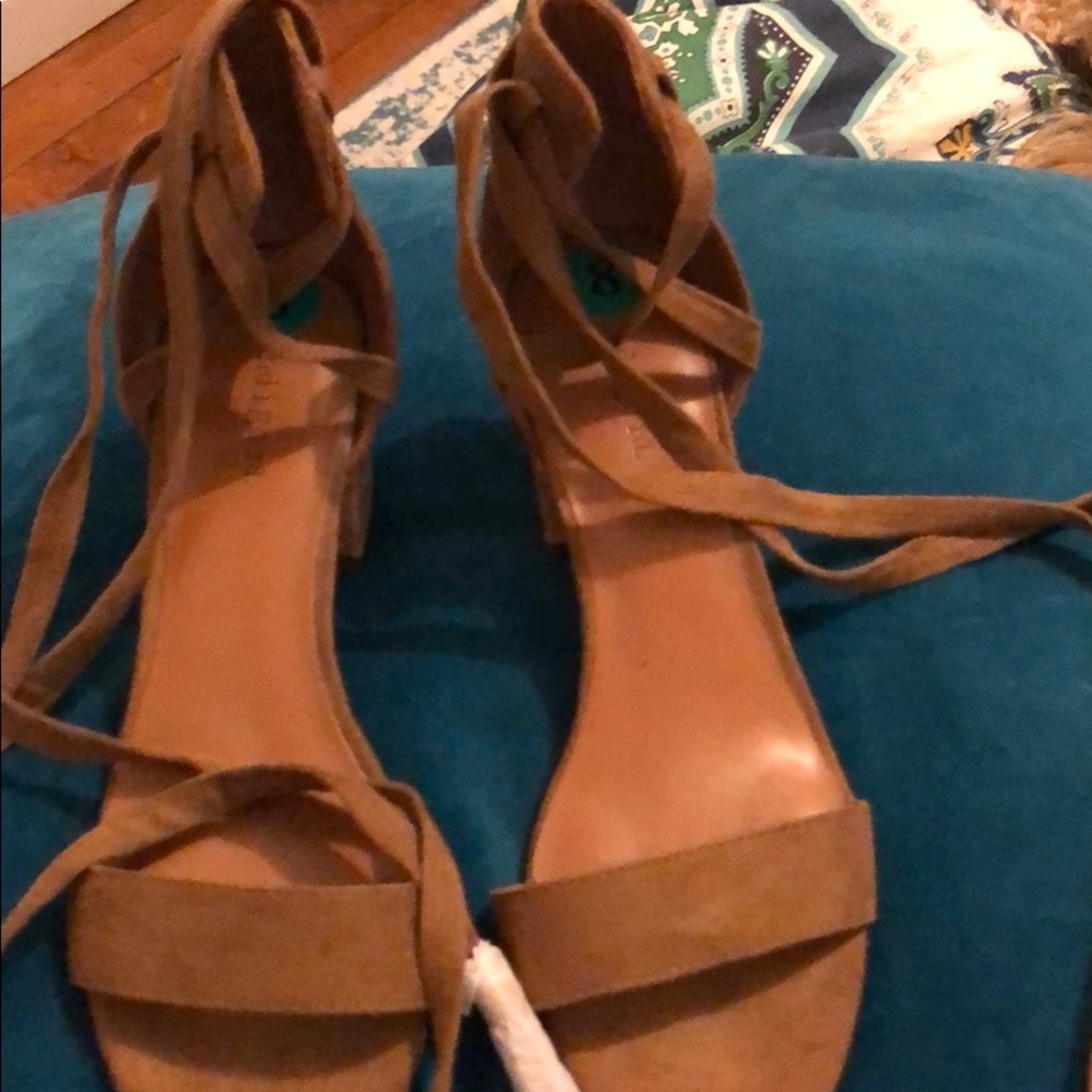Tan faux suede sandals
